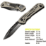 Kilimanjaro Gear Caula Folding Knife,3.4in,Tan Skeletonized G10 Handle, Black Plain Blade KJ910022