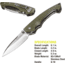 Kilimanjaro Gear Firma Folding Knife,3.2in Plain Blade,OD Green Handle KJ910016