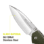 Kilimanjaro Gear Firma Folding Knife,3.2in Plain Blade,OD Green Handle KJ910016