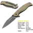 Kilimanjaro Gear Morsa Folding Knife,3.5in,Tan Wood Grain G10 , Black Plain Blade KJ910028