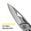 Kilimanjaro Gear Vertice Folding Knife,2.6in,Skeletonized Handle,Plain Blade KJ910062