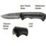 Kilimanjaro Gear Victus Folding Knife,3.5in, Black Handle, Black Plain Edge KJ910048