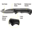 Kilimanjaro Gear Victus Folding Knife,3.5in w/ Gut Hook, Black Handle, Black Plain KJ910049