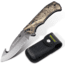 Kilimanjaro Gear Victus Folding Knife,3.5in w/ Gut Hook,Camp Handle, Black Plain KJ910088