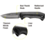 Kilimanjaro Gear Victus Folding Knife,3in, Black Handle, Black Plain Edge KJ910085