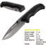 Kilimanjaro Gear Victus Folding Knife,3in, Black Handle, Black Plain Edge KJ910085