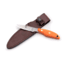 Knives of Alaska Badger Fixed Blade Knife, 2.64in, D2 Tool Steel, Drop Point Blade, Santoprene, Orange Handle, 00041FG