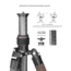 Leofoto LX-255CT/BV-1 Reversible Travel Tripod w/ Bino Fluid Head Kit, Black, LX-225CT+BV-1