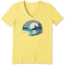 Life Is Good Cool Vee Lake Beach T-Shirt - Womens, Happy Yellow, Medium, 55327-M