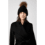 Mackage Doris Classic Knit Hat w/ Fox Fur Pompom - Womens, Black, One Size, Doris-R-Black