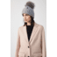 Mackage Doris Classic Knit Hat w/ Fox Fur Pompom - Womens, Grey, One Size, Doris-R-Grey