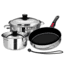 Magma Nesting 7-Piece Induction Compatible Cookware - Stainless Steel Exterior &amp; Slate Black Ceramica Non-Stick Interior 58440