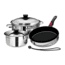 Magma Nesting 7-Piece Induction Compatible Cookware - Stainless Steel Exterior &amp; Slate Black Ceramica Non-Stick Interior, A10-363-2-IND