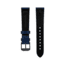 Marathon Cross Hatch 2-Piece Strap, Italian Leather, IP Black Buckle, 20mm, Royal Blue, Extra Long, WS-LT-RBBK-20-XL