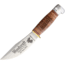 Marbles 100th Anniversary Woodcraft Knife, 8.38in Overall, 4.5in Satin SS Blade, Stacked Leather Handle, Brass Guard, Woodcraft Blade Etch, Brown Leather Sheath, MR423E