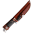 Marbles Combo Knife, Damascus Steel Blade, Jigged Horn Handle, 10.25in Overall Fixed w/ 5in Blade And 6.25in Overall Fixed w/ 3in Blade, Brown Leather Sheath, MR455/ EG-736