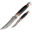 Marbles Combo Knife, Damascus Steel Blade, Jigged Horn Handle, 10.25in Overall Fixed w/ 5in Blade And 6.25in Overall Fixed w/ 3in Blade, Brown Leather Sheath, MR455/ EG-736