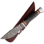 Marbles Horn Damascus Knife, 9in Overall, 4.5in Damascus Steel Blade, Jigged Horn Handle, Brown Leather Sheath, MR460 / EG-741