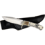 Marbles Scrimshaw Fixed Blade Knife, 7.25in Overall, 3.25in Satin SS Blade, Brass Guard, White Smooth And Stag Bone Handle With Scrimshawed Moose Artwork, Black Nylon Belt Sheath, BZ011162