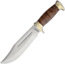 Marbles Stacked Leather Hunter Knife, 11.5in Overall, 7in Satin SS Clip Point Blade, Stacked Leather Handle, Brass Guard, Brown Leather Sheath, MR556 / SM1085