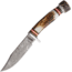Marbles Stag Damascus Skinner Knife, 9in Overall, 4.5in Damascus Steel Blade, Stag Bone Handle, SS Guard, Brown Leather Sheath, MR459 / EG-740