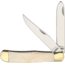 Marbles Trapper White Smooth Bone Folding Knife, Mirror finish stainless clip and spey blades, White smooth bone handle, PK108WH
