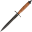 Marbles V-42 Dagger Knife, 12.5in Overall, 7.25in Black Double Edge 440 SS Dagger Blade, Stacked Leather Handle, Brown Leather Sheath, EM2098006