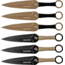 USMC 6 Throwing Knife Set, 5.5 in, 3Cr13 Stainless Steel Stainless Steel, Black/Brown, M-T001-6CS