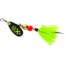 Mepps Black Fury In-Line Spinner, 1/12 oz, Dressed Treble Hook, Chartreuse Dot Blade with Gray &amp; Chartreuse Tail, BF0T CH