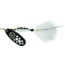Mepps Black Fury In-Line Spinner, 1/2 oz, Dressed Treble Hook, White Dot Blade with White Tail, BF5T W