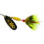 Mepps Black Fury In-Line Spinner, 1/3 oz, Dressed Treble Hook, Yellow Dot Blade with Gray &amp; Yellow Tail, BF4T Y