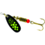 Mepps Black Fury In-Line Spinner, 1/4 oz, Plain Treble Hook Black with Chartreuse Dots, BF3 CH