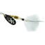 Mepps Black Fury In-Line Spinner, 1/6 oz, Dressed Treble Hook, White Dot Blade with White Tail, BF2T W
