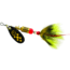 Mepps Black Fury In-Line Spinner, 1/8 oz, Dressed Treble Hook, Yellow Dot Blade with Gray &amp; Yellow Tail, BF1T Y