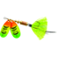 Mepps Double Blade Aglia In-Line Spinner, 5/16 oz Dressed Treble, Hot Firetiger/Hot Firetiger Blades/Chartreuse Tail, BD3THFT2-CH