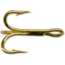 Mustad Classic Treble Hook, Ringed Eye, 24kt Gold, Size 18, 5 per Pack, 3551-GL-18-5