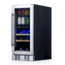 NewAir 15in Premium Built-in Dual Zonen Wine/Beverage Fridge, Black/Stainless Steel, 9 Bottles and 48 Cans, NWB057SS00