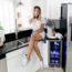 NewAir 15in Premium Built-in Dual Zonen Wine/Beverage Fridge, Black/Stainless Steel, 9 Bottles and 48 Cans, NWB057SS00