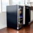 NewAir 15in Premium Built-in Dual Zonen Wine/Beverage Fridge, Black/Stainless Steel, 9 Bottles and 48 Cans, NWB057SS00