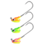 Northland Stand Up Fire Ball Long Shank Jig, 1/4 oz Number 2/0 Long Shank Hook, Assorted Tri Tones, 3 Card, FBSLS4-3-99T