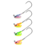 Northland Stand Up Fire Ball Long Shank Jig, 1/8 oz Number 2/0 Long Shank Hook, Assorted Tri Tones, 4 Card, FBSLS3-4-99T