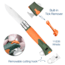 Opinel No.12 Explore Folding Knife w/Tick Remover, 4in, Stainless Steel/Sandvik 12C27, Plain, Orange, Polymer, 2454