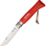 Opinel No 8 Red W/Sheath Folding Knife,3.25in,12C27 Steel,Red,Beechwood Handle OP01890