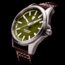 ProTek Titanium Field Watch, Titanium Case/Green Dial/Dark Brown Strap, One Size, PT3005