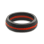 QALO Womens Silicone Ring, Black/Thin Red Line