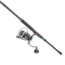 Quantum Benchmark Spinning Reel and Rod Combo, 8ft, 2-PC, Med-Heavy, Moderate-Fast Rod, Graphite Composite Blank, SZ 5000 Reel, 5+1 Bearings, 5.6-1 Ratio, Silver/Blue, BK5000802MH1225.P2