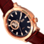 Reign Bauer Automatic Semi-Skeleton Leather-Band Watch, Rose Gold/Black, One Size, REIRN6006