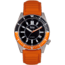 Reign Francis Leather-Band Watch w/Date, Black/Orange, One Size, REIRN6305