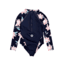 Roxy Shore Long Sleeve Onesie Swimwear - Girl's, Mood Indigo F Tandem, 8/Small, ERGWR03142-BSP8-8/S