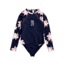 Roxy Shore Long Sleeve Onesie Swimwear - Girl's, Mood Indigo F Tandem, 8/Small, ERGWR03142-BSP8-8/S